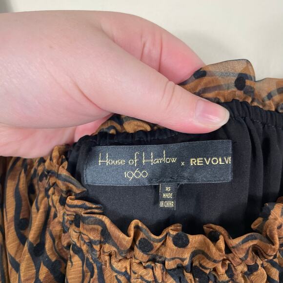 House of Harlow 1960 X Revolve Felt Tiger Pattern Square Neck Lennon Midi Dress - Picture 10 of 11